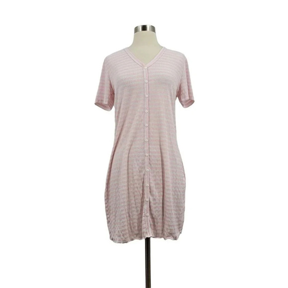 VERO MODA Aria Short Button Dress In Roseatte Spoonbill Stripes Size L NWT - Picture 2 of 9